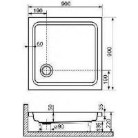 Акриловый поддон для душа RGW Acrylic Style 90x90 16180199-11 схема 3