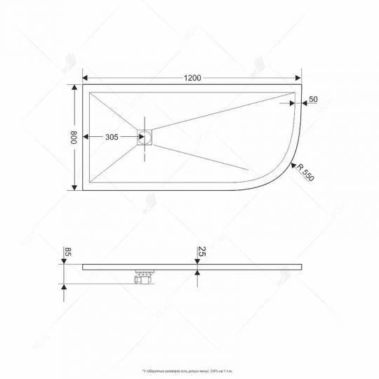 Душевой поддон из искусственного камня RGW Stone Tray ST/AL-G 120х80 L 16154128-02L ФОТО