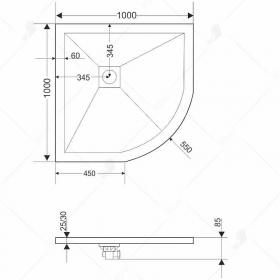 Душевой поддон из искусственного камня RGW Stone Tray ST/R-0100W 100x100 16153100-01 ФОТО