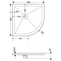 Душевой поддон из искусственного камня RGW Stone Tray ST/R 90x90 16153099 схема 4