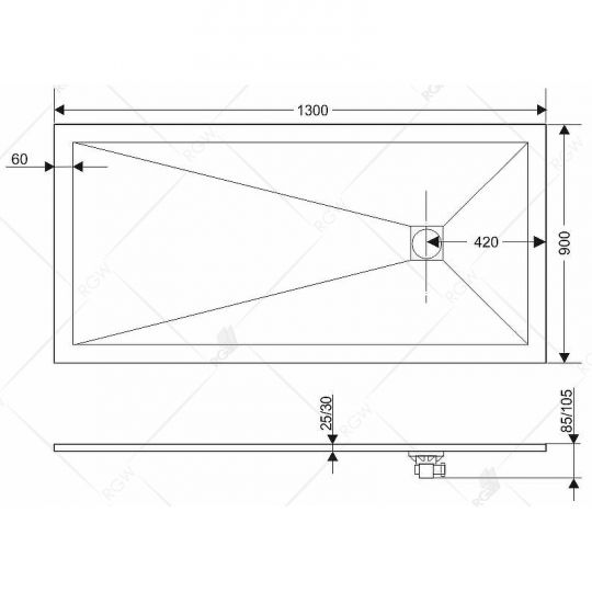 Душевой поддон из искусственного камня RGW Stone Tray ST 130x90 16152913 ФОТО