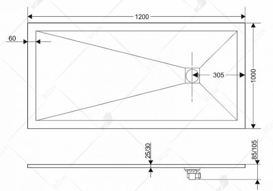 Душевой поддон из искусственного камня RGW Stone Tray ST 100x90 16152910 ФОТО