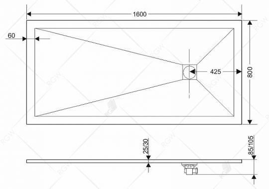 Душевой поддон из искусственного камня RGW Stone Tray ST 160x80 16152816 ФОТО