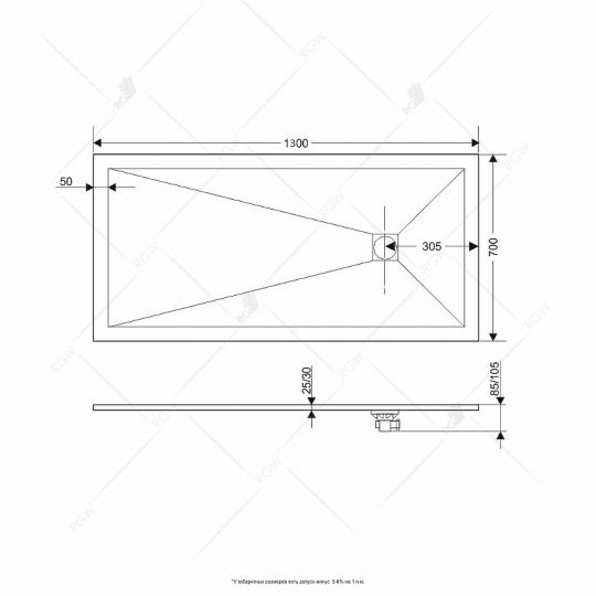 Душевой поддон из искусственного камня RGW Stone Tray ST-W 130x70 16152713 ФОТО