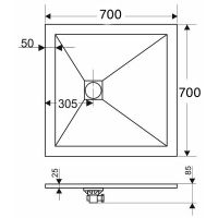 Душевой поддон из искусственного камня RGW Stone Tray ST-W 70x70 16152070-01 схема 7