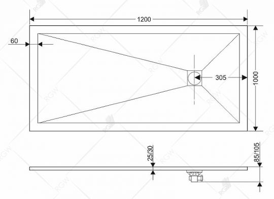 Душевой поддон из искусственного камня RGW Stone Tray ST 120x100 16152012 ФОТО