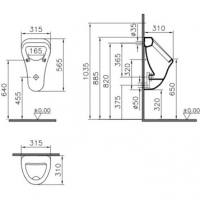 Подвесной писсуар 6201B003-0199 VITRA Arkitekt схема 2