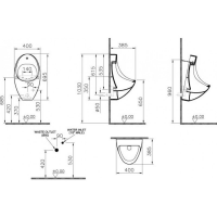 Писсуар подвесной 4106B003-5597 VITRA Arkitekt схема 4