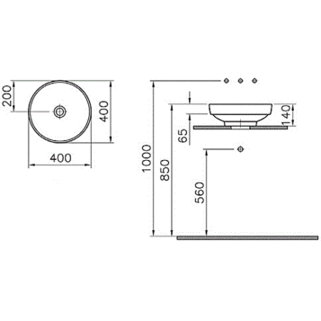 Накладная раковина 40 см VITRA Water Jewels 4334B003-1361 схема 7