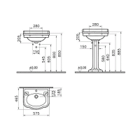 Раковина подвесная 57 см VITRA Efes 6155B003-0001 схема 5