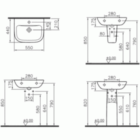 Раковина шириной 55 см VITRA S20 5502B003-0001 ФОТО