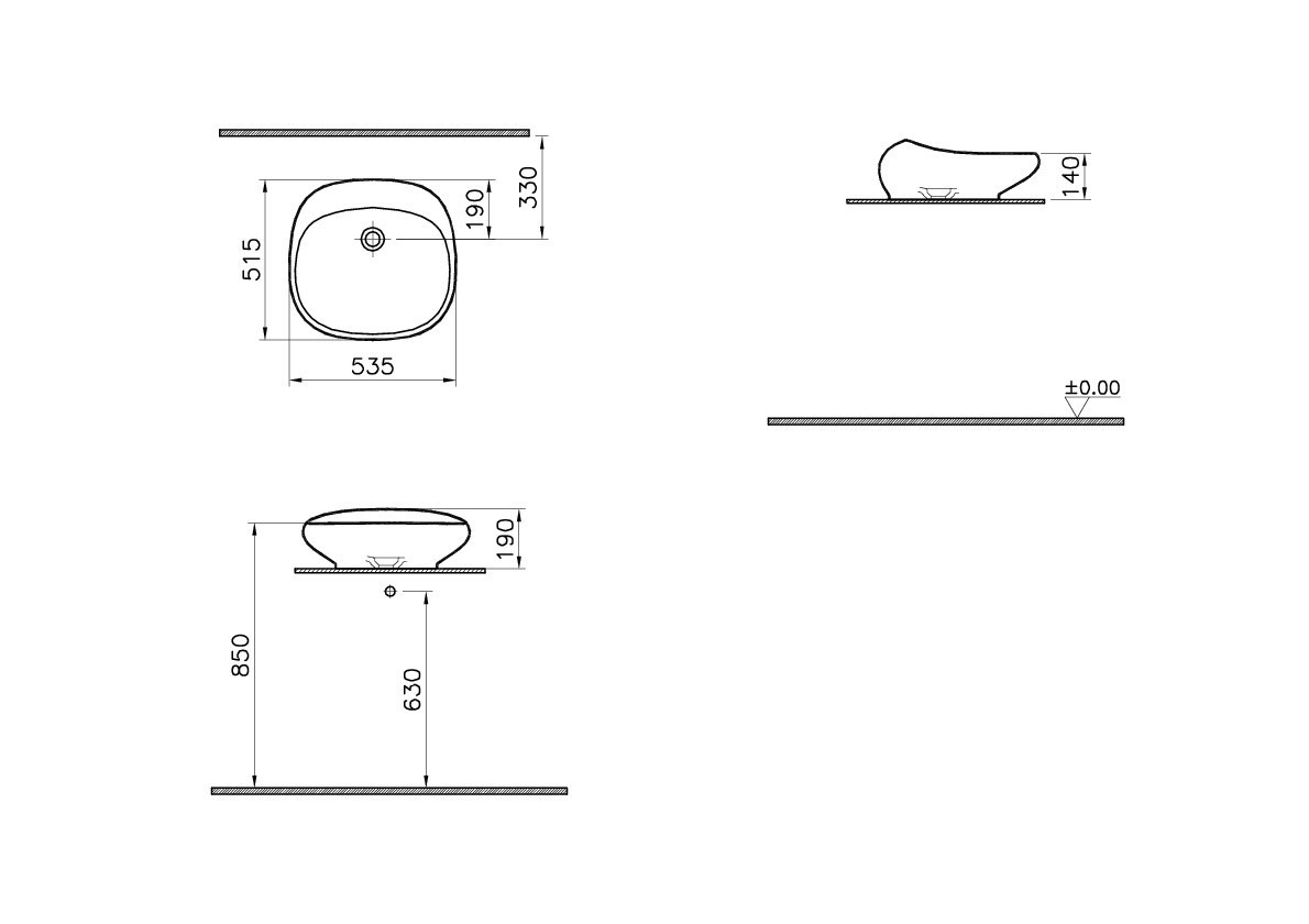 Раковина накладная 535*515 мм VITRA Istanbul 4520B403-0016 схема 3