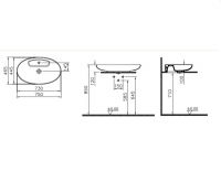 Раковина накладная VITRA Memoria 75х46 см 5881B403-0563 схема 2