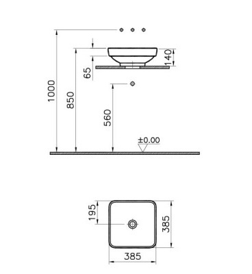 VITRA Water Jewels 4441B003-1361 Раковина накладная 385 мм схема 2