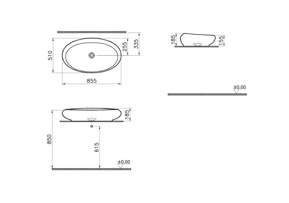 Раковина накладная 855х510 мм VITRA Istanbul 4446B403-0016 схема 3