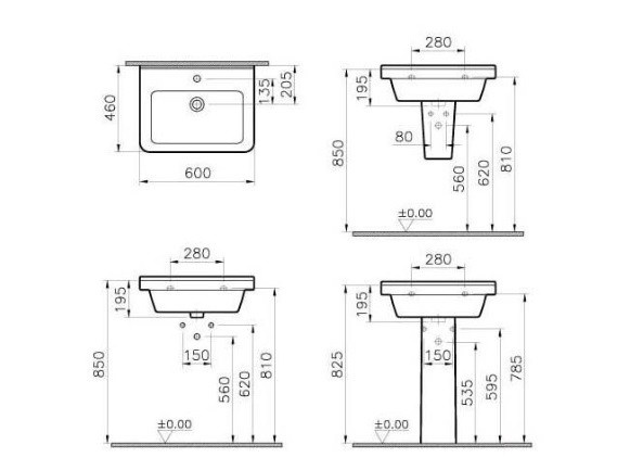 Раковина подвесная 60 см VITRA S50 5310B003-0001 ФОТО