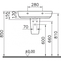 Раковина подвесная 65 см VITRA Shift 4383B003-0001 схема 7