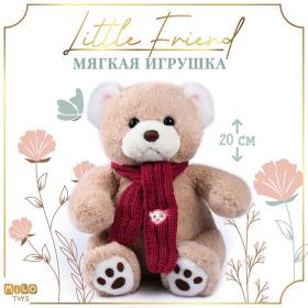 Мягкая игрушка "Little Friend",  мишка с розовыми шарфом