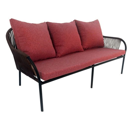 Диван NUAR 3-местный с комплектом подушек (Экоротанг эрба стейпл коричневый)