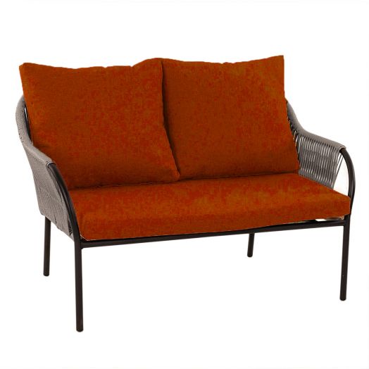 Диван NUAR 2-местный с комплектом подушек (Экоротанг эрба стейпл графит)