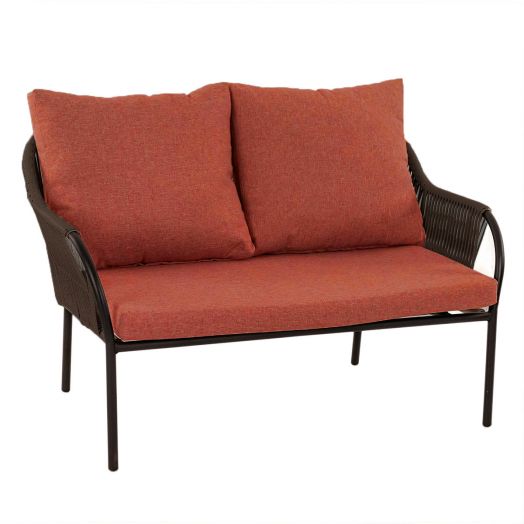 Диван NUAR 2-местный с комплектом подушек (Экоротанг эрба стейпл коричневый)