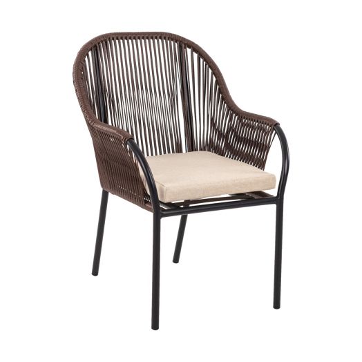 Стул NUAR с подушкой (Экоротанг эрба стейпл коричневый)