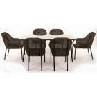 Комплект мебели NUAR обеденный (6 стульев, стол. Экоротанг эрба стейпл коричневый)