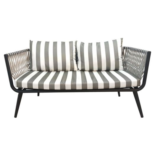 Диван TINTO 2-местный с комплектом подушек (Экоротанг эрба плессе графит)