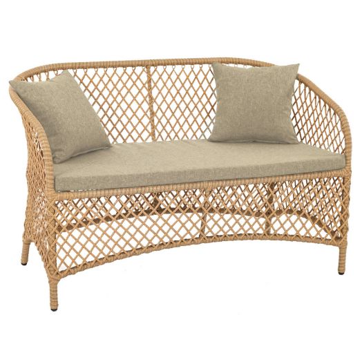 Диван AURA 2-местный с комплектом подушек (Экоротанг эрба стейпл грано)