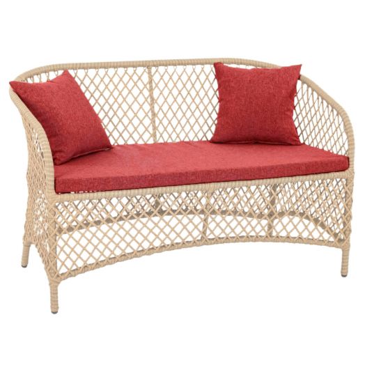 Диван AURA 2-местный с комплектом подушек (Экоротанг эрба стейпл айвори)