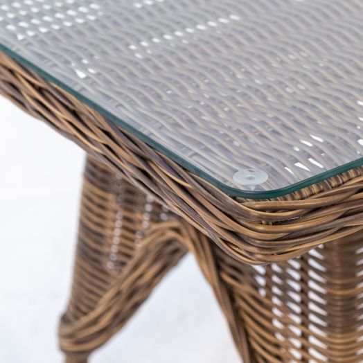 Стол обеденный AMARO прямоугольный со стеклом (Каштан)