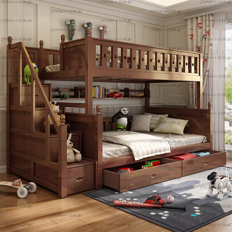 Кровать двухъярусная Лейла Принцесса с ящиками №26