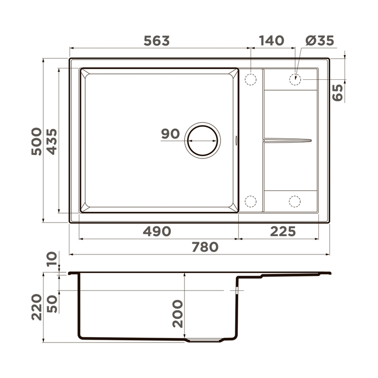 Мойка кухонная Omoikiri Sumi 78A-LB  49971 схема 2