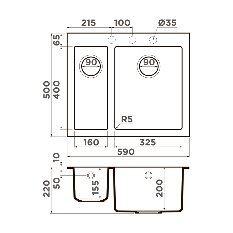 Мойка кухонная Omoikiri Bosen 59-2A 499382 схема 4