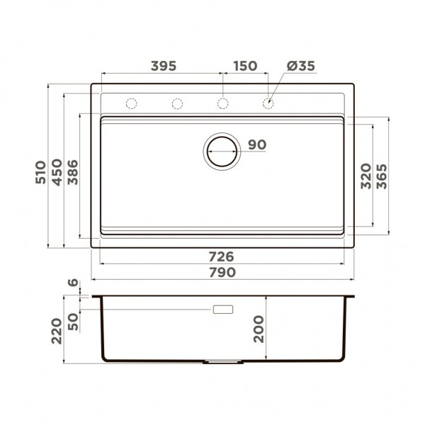 Мойка кухонная Omoikiri Kitagawa 79-LB AZ 4993275 схема 2