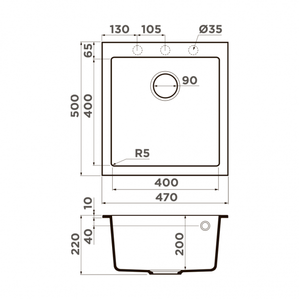 Мойка кухонная Omoikiri Bosen 47A GB 4993815 ФОТО