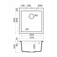 Мойка кухонная Omoikiri Bosen 47A GB 4993815 схема 2