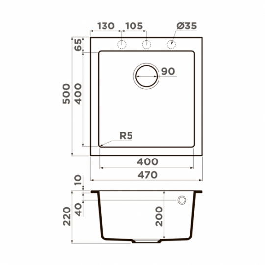 Мойка кухонная Omoikiri Bosen 47A GB 4993815 ФОТО