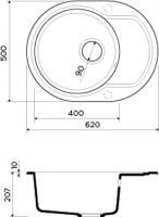 Кухонная мойка Omoikiri Manmaru 62-BL 4993355 черная схема 3