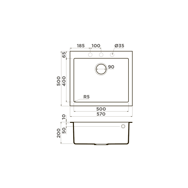 Мойка кухонная Omoikiri Bosen 57-BL 4993145 черная схема 2