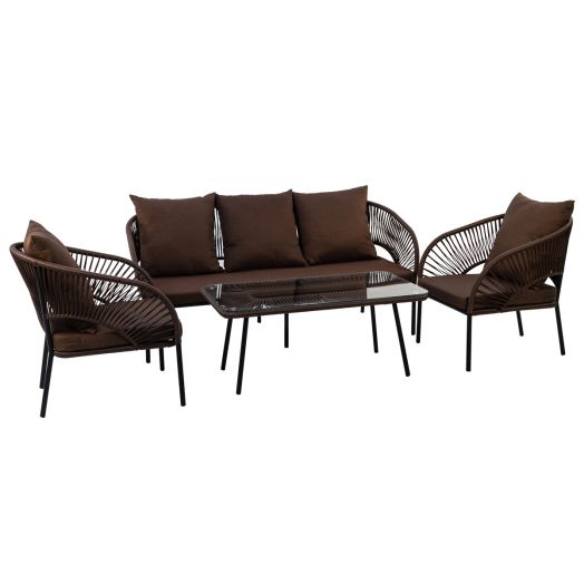 Комплект садовой мебели LUNA лаунж (2 кресла, диван 3-местн, стол журнальный) (Коричневый)