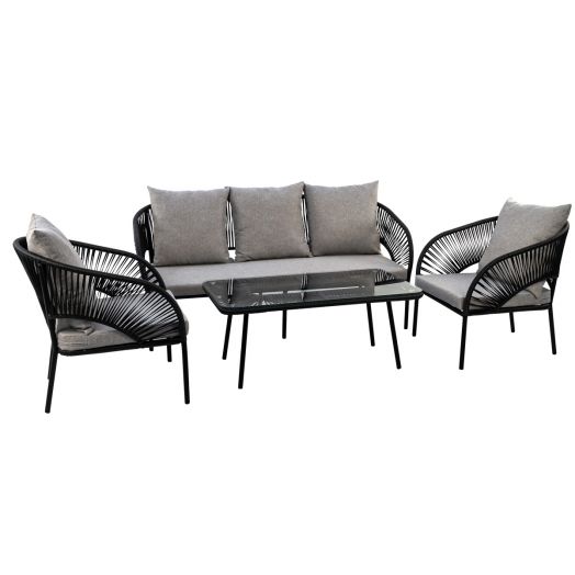 Комплект садовой мебели LUNA лаунж (2 кресла, диван 3-местн, стол журнальный) (Антрацит)