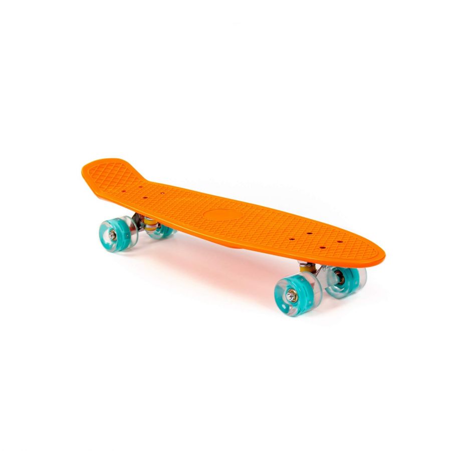 Доска роликовая (66 см) (оранжевая) с бирюзовыми колёсами