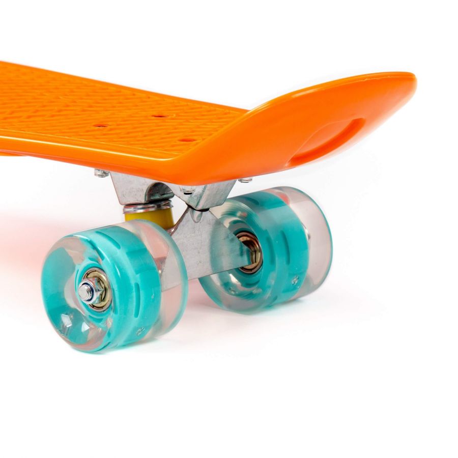 Доска роликовая (66 см) (оранжевая) с бирюзовыми колёсами