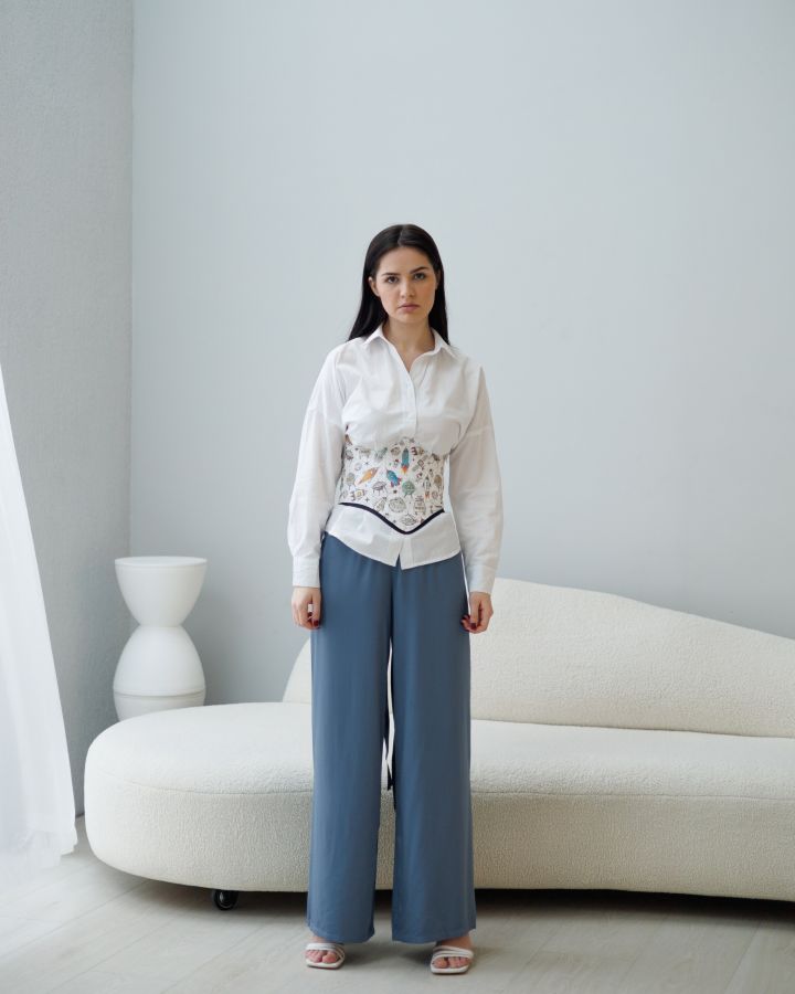 Брюки из бамбука синие