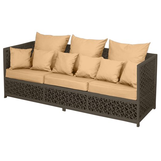 Диван VEIL 3-местный с комплектом подушек (Полумесяц 7-10 мм, Коричневый)