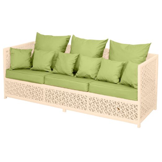 Диван VEIL 3-местный с комплектом подушек (Полумесяц 7-10 мм, Молочный)