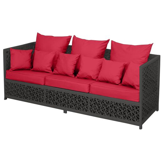 Диван VEIL 3-местный с комплектом подушек (Полумесяц 7-10 мм, Чёрный)