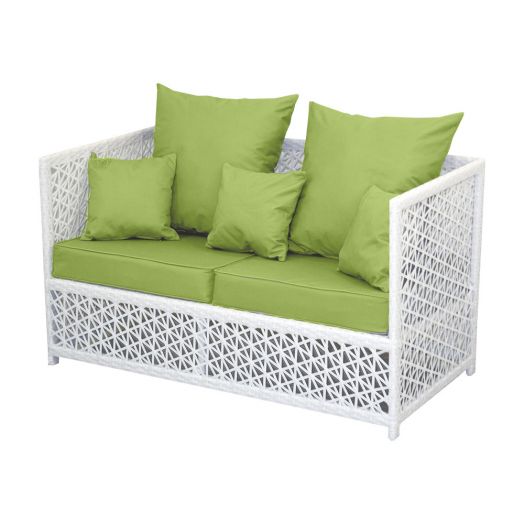 Диван VEIL 2-местный с комплектом подушек (Полумесяц 7-10 мм, Белый)