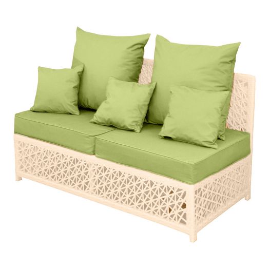 Диван VEIL 2-местный с комплектом подушек прямой (Полумесяц 7-10 мм, Молочный)